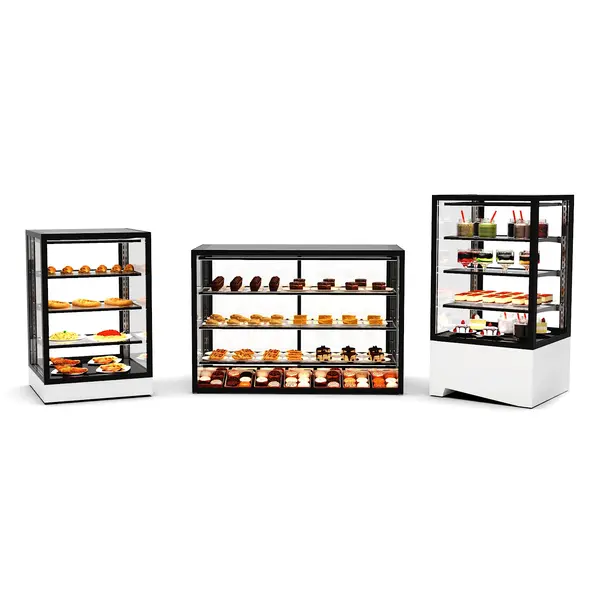 Koelvitrine | INTEGRA | Wit/Zwart | +2°C/+6°C | Geforceerd | 4 Niveaus | Zelfbediening | Touchscreen | 600x600x1150(h)mm