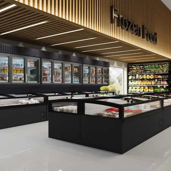 Supermarkt Koel-/Vrieskist | PANORA LINE | Kopelement | 995L | Antracietgrijs | -22°C/+10°C | Statisch | Schuifdeksels | 1953x980x900(h)mm