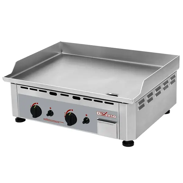 Bak-/Grillplaat | Gas | Glad Oppervlak 580x380 (RVS) | ≤300°C | 5.5kW | Piëzo Ontsteking | 611x465x250(h)mm