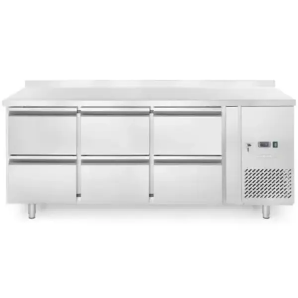 Koelwerkbank | ProfiLine | Energiezuinig | 420L | 6 Laden (1/1 GN) | 0°C/+8°C | Geforceerd | Achteropstand | 1795x700x840(h)mm