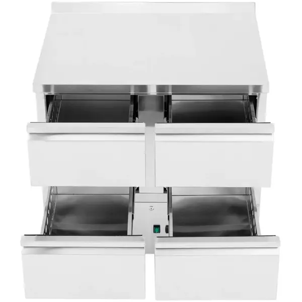 Koelwerkbank | 300L | 4 Laden | 0°C/+8°C | Statisch + Ventilator | Achteropstand | 900x700x908(h)mm