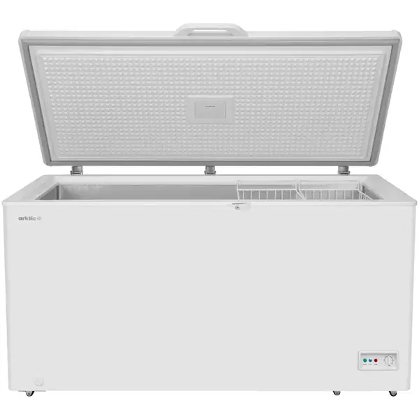 Vrieskist | Wit | 412L | -18°C/-23°C | Statisch | Kanteldeksel | Wielen | 1580x770x870(h)mm