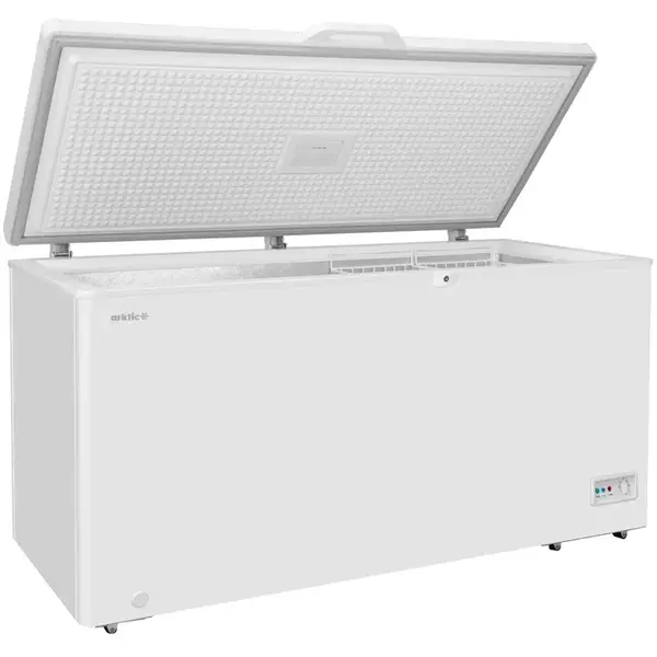 Vrieskist | Wit | 412L | -18°C/-23°C | Statisch | Kanteldeksel | Wielen | 1580x770x870(h)mm