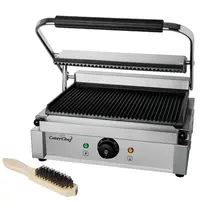 CaterChef Contact-/Paninigrill | Enkel | Gegroefd Oppervlak 345x235 (Gietijzer) | 50°C/300°C | 2.2kW (230V) | 410x325x193(h)mm