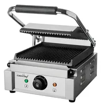CaterChef Contact-/Paninigrill | Enkel | Gegroefd Oppervlak 235x225 (Gietijzer) | 50°C/300°C | 1.8kW (230V) | 289x325x193(h)mm