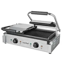 CaterChef Contact-/Paninigrill | Dubbel | Gegroefd Oppervlak 485x235 (Gietijzer) | 50°C/300°C | 3.6kW (230V) | 566x325x193(h)mm