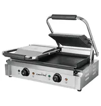 CaterChef Contact-/Paninigrill | Dubbel | Glad/Gegroefd Oppervlak 485x235 (Gietijzer) | 50°C/300°C | 3.6kW (230V) | 566x325x193(h)mm