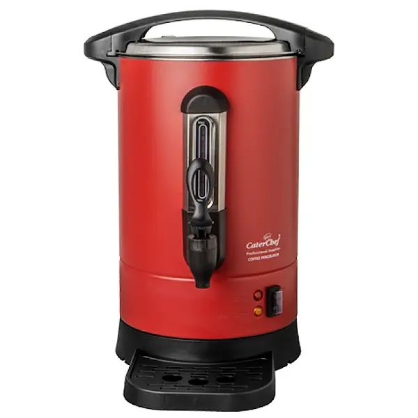 Koffiepercolator | Rood/Zwart | 5L | 0.95kW (230V) | Dubbelwandig | Lekbak | Ø220x412(h)mm