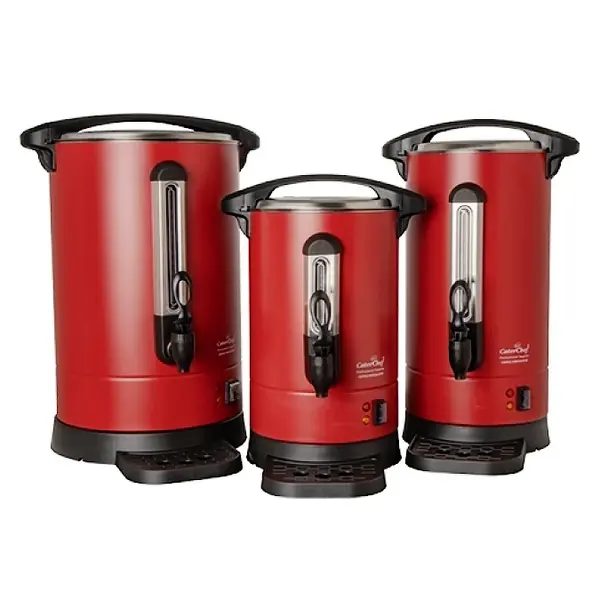 Koffiepercolator | Rood/Zwart | 8L | 0.95kW (230V) | Dubbelwandig | Lekbak | Ø220x490(h)mm