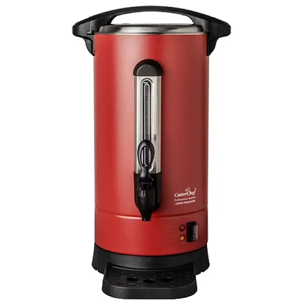 Koffiepercolator | Rood/Zwart | 8L | 0.95kW (230V) | Dubbelwandig | Lekbak | Ø220x490(h)mm