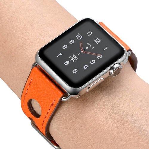 Apple watch leder hermes band - orange - 123watches B.V.