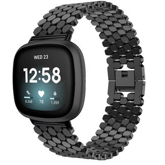 Marke 123watches Fitbit Versa 3 / Sense fischstahl gliederband - schwarz