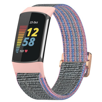 Marke 123watches Fitbit Charge 5 nylon sport band - rosa sand