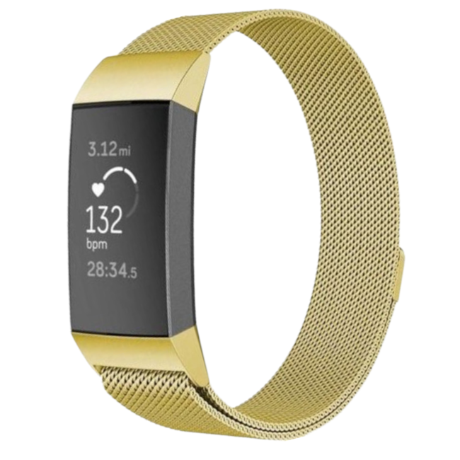 Marke 123watches Fitbit Charge 3 & 4 milanaise band - gold