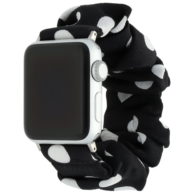 Apple Watch scrunchie band - schwarz mit weißen Tupfen