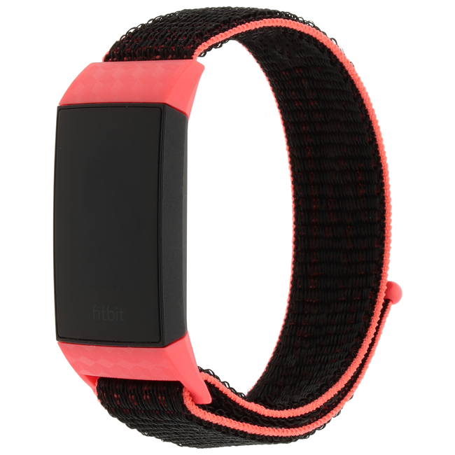 Fitbit Charge 3 & 4 nylon sport band - Rose schwarz