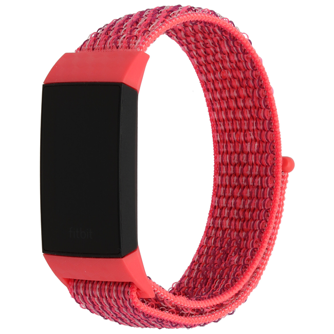 Marke 123watches Fitbit Charge 3 & 4 nylon sport band - Hibiskus