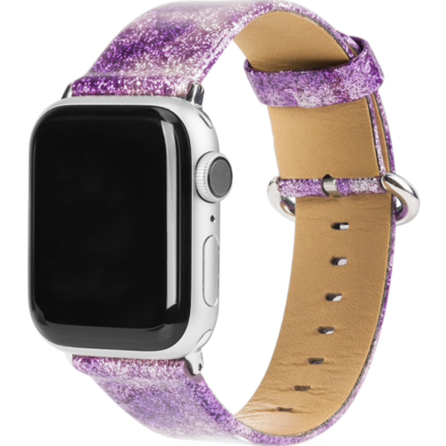 Marke 123watches Apple Watch Leder Glitzer Riemen - lila