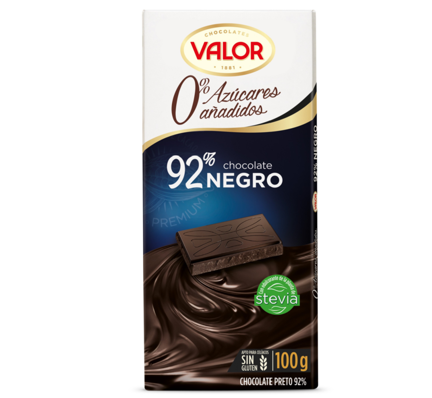 Valor Chocolat noir 92 % sans sucre