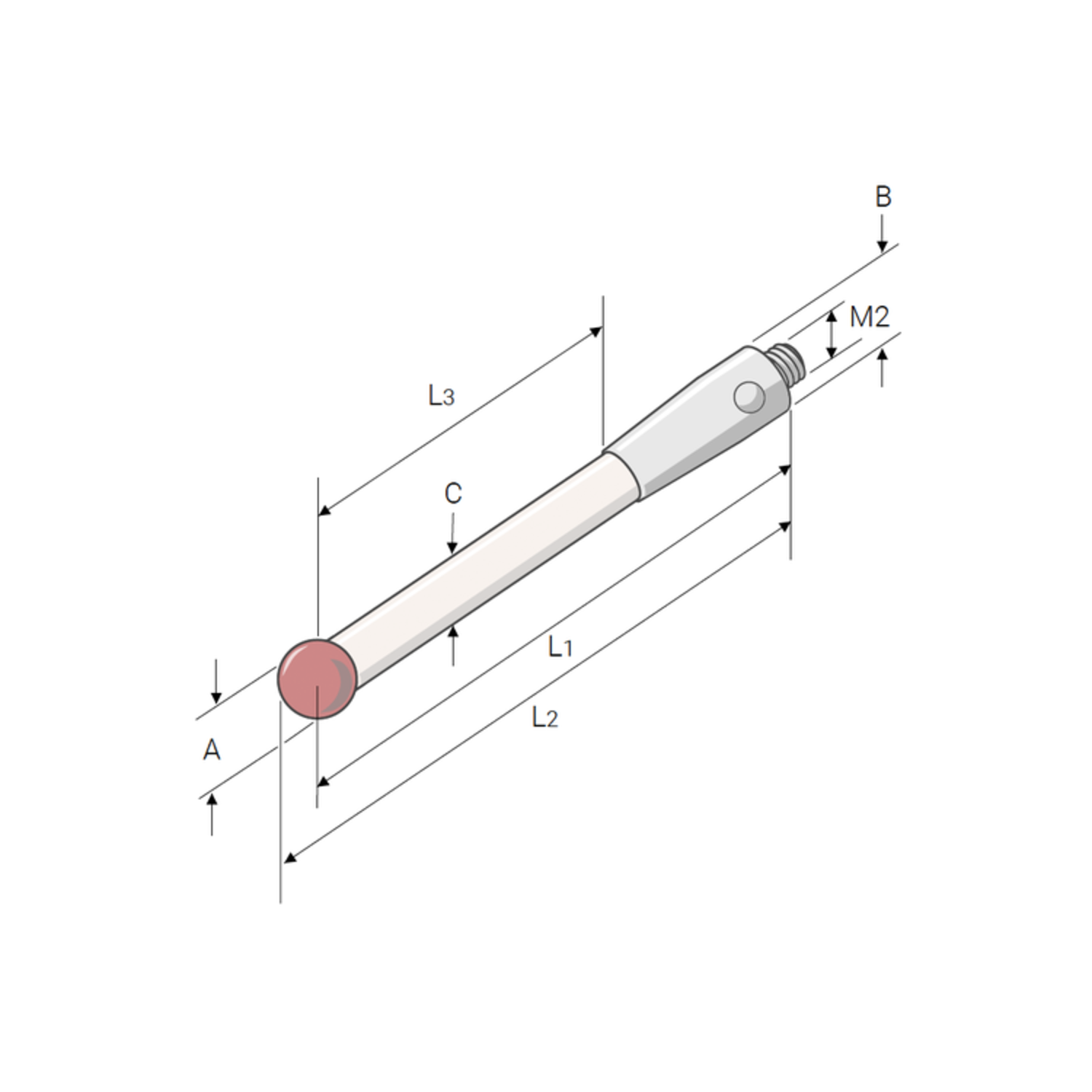 Taststift T100-6-SA-STR für m&h Messtaster - SAPROTEC