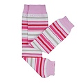 Hoppediz Beenwarmers Organic Wit/roze gestreept