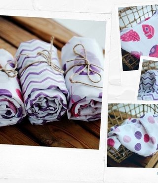 Set bamboe hydrofiele doeken paars/roze
