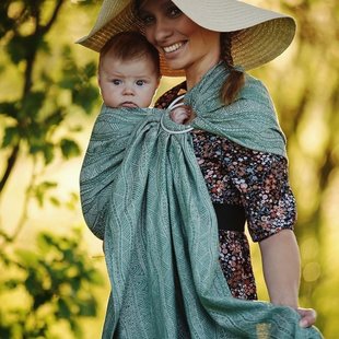 Little Frog ringsling - Green Linen Harmony