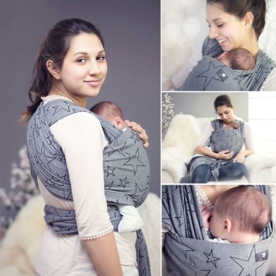 Hoppediz Hoppediz rekbare doek - Grey Stars