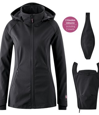 Laatste kans XS en XXXL - Mamalila Softshell Babywearing Jacket Allrounder -Black