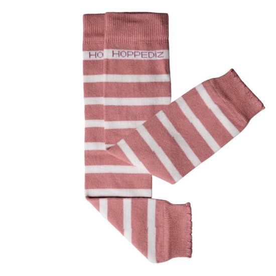 Hoppediz Beenwarmers Organic - Mauve/Creme gestreept
