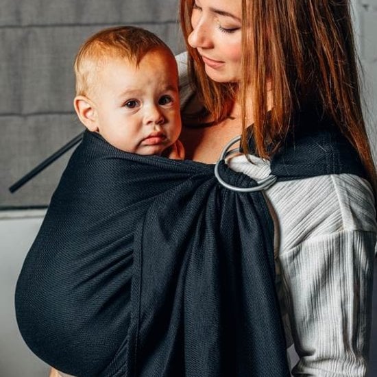 LennyLamb LennyLamb ringsling - Litting Herringbone Ebony Black