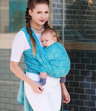 Beloved slings draagdoek - Linen Silk Maze maat 6