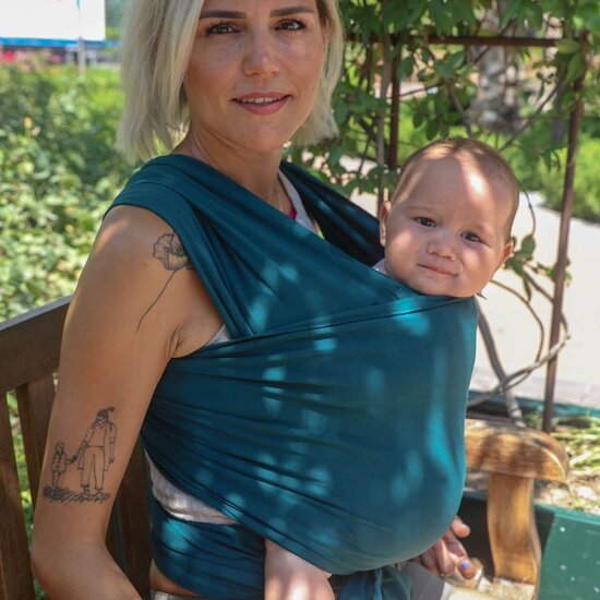 Neko Neko elastische draagdoek - Petrol Green