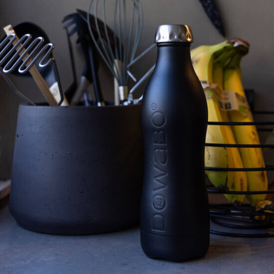 DOWABO DOWABO roestvrijstalen drinkfles 800 ml - Black