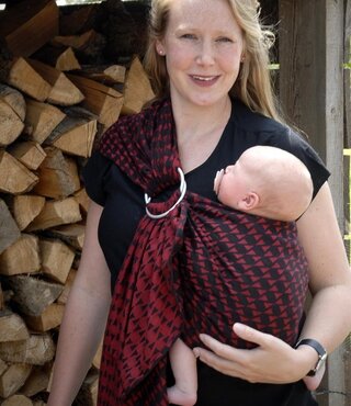 Wowven Ringsling - Eye see you Black and Red