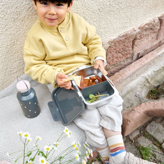 Lässig Lässig RVS lunchbox  - Happpy Prints Midnight Blue