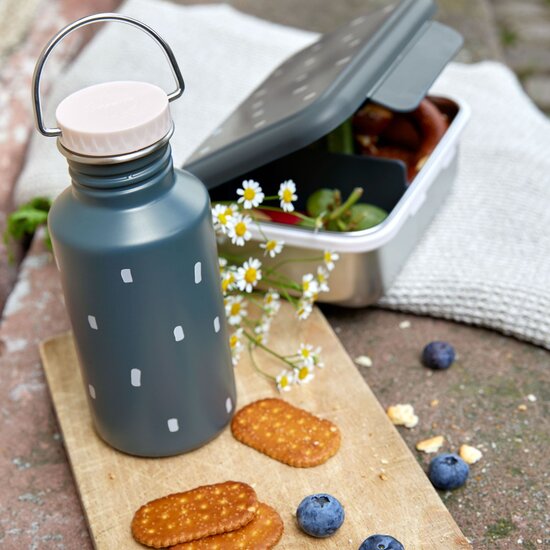 Lässig Lässig RVS lunchbox  - Happpy Prints Midnight Blue