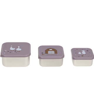 Lässig RVS snackboxes 3-delig  - Tiny Farmer Lilac