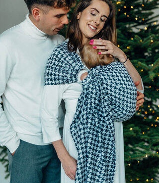 LennyLamb ringsling - Pata de Gallo Pixels (katoen/zijde/bamboe)