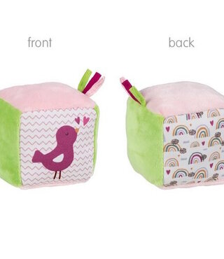 Goki - Zachte kubus met knisperfolie en bel vogel