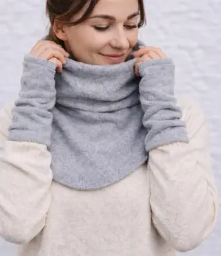 Hoppediz col en handwarmers -  Stone