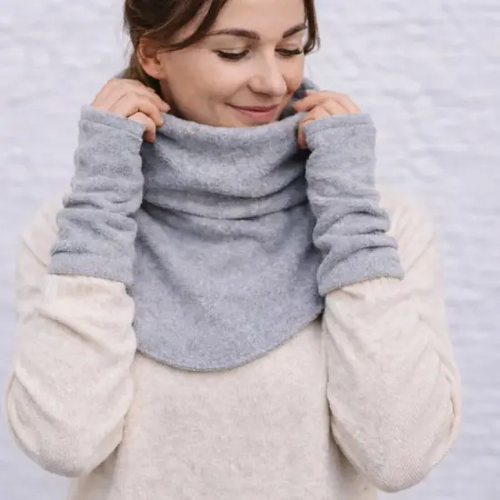 Hoppediz Hoppediz col en handwarmers -  Stone