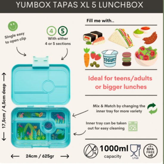Yumbox  Yumbox Bentobox XL - 5 vakken - Tapas Navis Blue