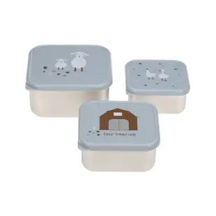 Lässig RVS snackboxes 3-delig  - Tiny Farmer Blue