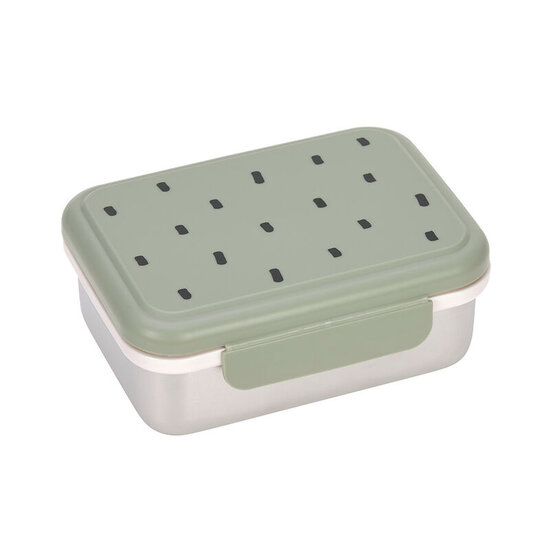 Lässig Lässig RVS lunchbox  - Happpy Prints Light Olive