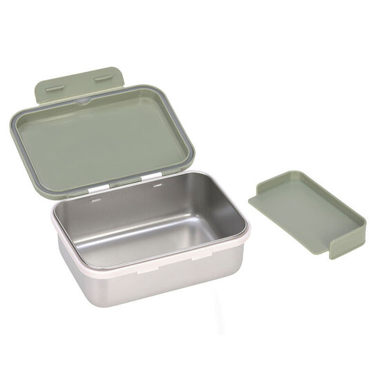 Lässig Lässig RVS lunchbox  - Happpy Prints Light Olive