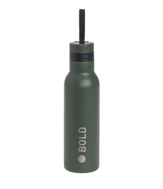 LÄSSIG BOLD Dubbelwandige RVS Drinkfles 500 ml - Dark Olive
