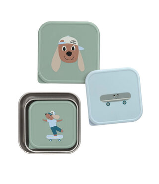 Lässig RVS snackboxes 3-delig  - Tiny Team Dog