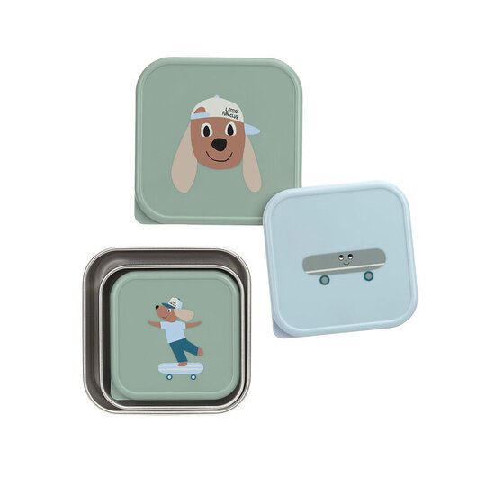 Lässig Lässig RVS snackboxes 3-delig  - Tiny Team Dog