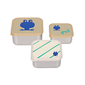 Lässig Lässig RVS snackboxes 3-delig  - Happy Trails Frog